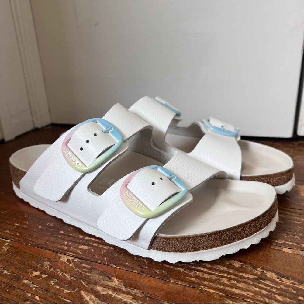 RARE Birkenstock Arizona Big Buckle Rainbow Pastel Ombre Sandals